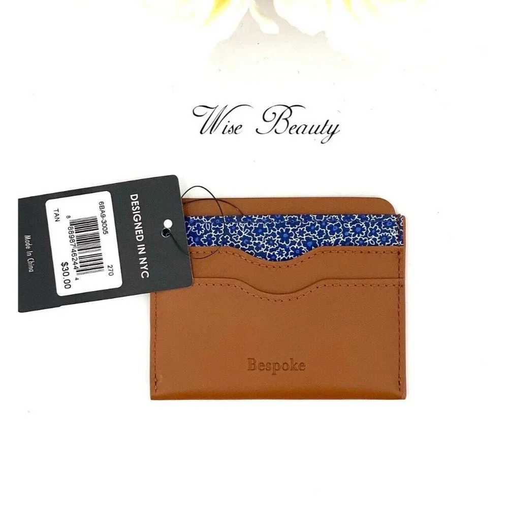 Bespoke Unisex Tan Leather Card Holder Wallet Leather NEW MSRP $30